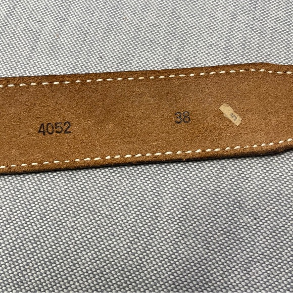 Vintage Livingston Wells&Co Nautical Gold Dealers w/Tooled Leather Hibiscus Belt - Picture 9 of 14